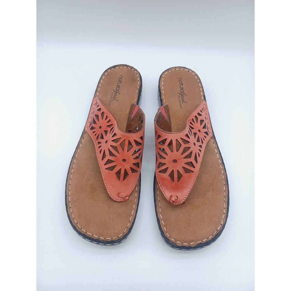 Natural Soul By Naturalizer Shoes Womens 10 M Slip On Thong Flip Flops Orange
